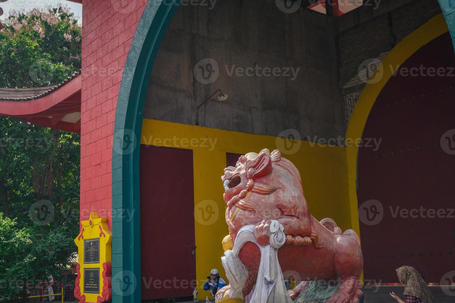 Traditional chinese guardian gate statute on the chinese temples when chinese new years. The photo is suitable to use for chinese new year, lunar new year background and content media.