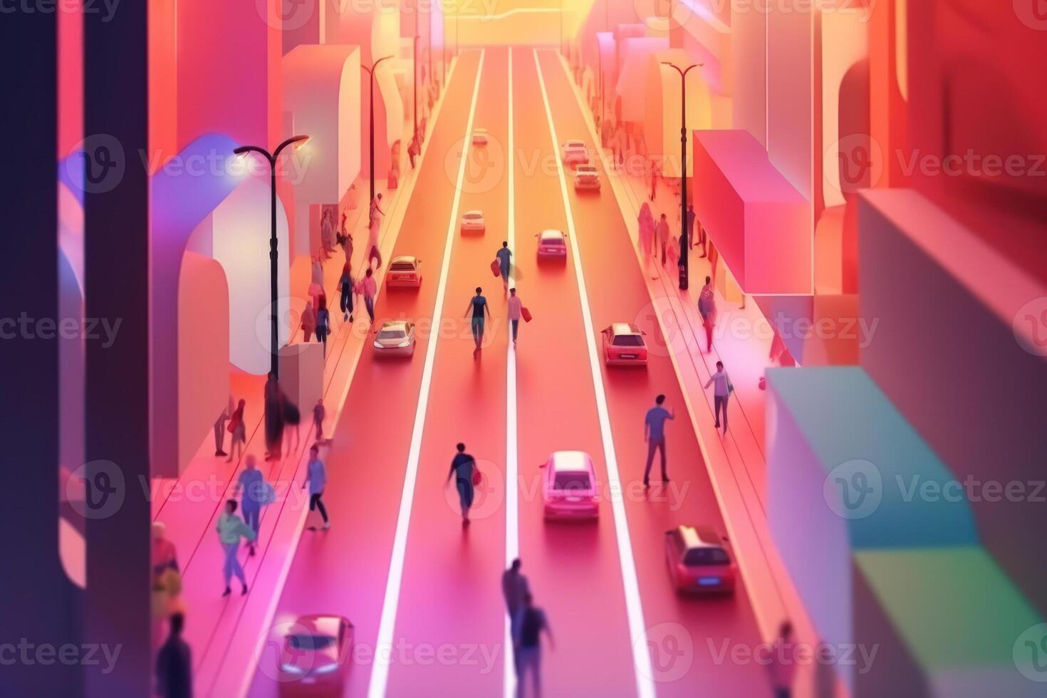 mobile game world with people a virtual reality on city life photo