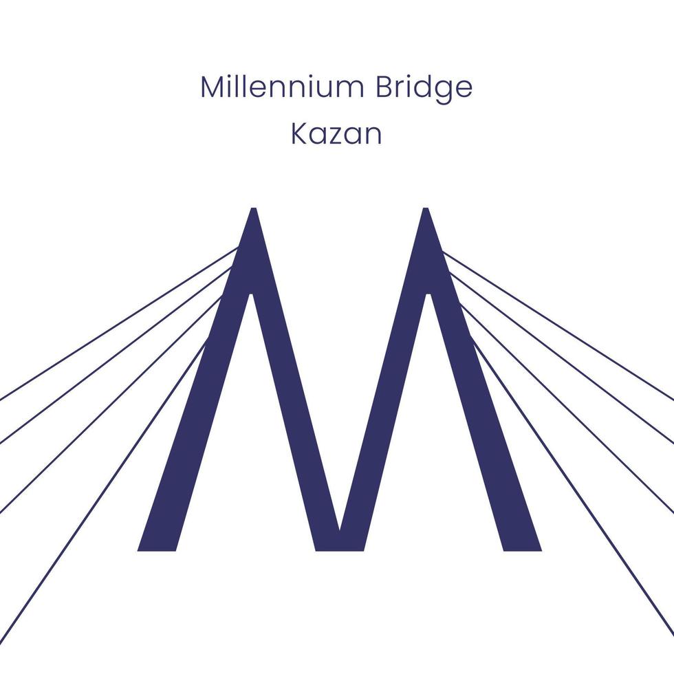 milenio puente en kazan ciudad, tatarstán, Rusia. kazan punto de referencia. vector silueta en blanco antecedentes