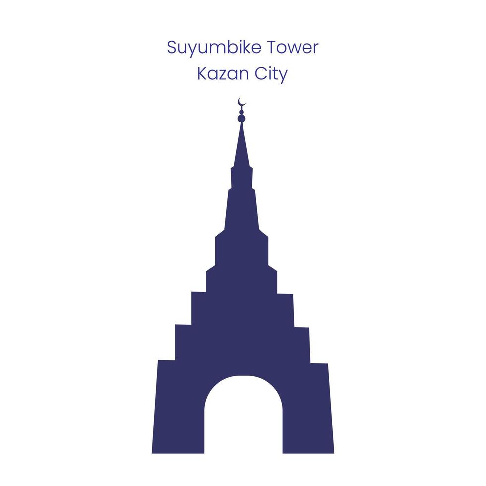 Syuyumbike tower in Kazan Kremlin, Tatarstan, Russia. Vector silhouette