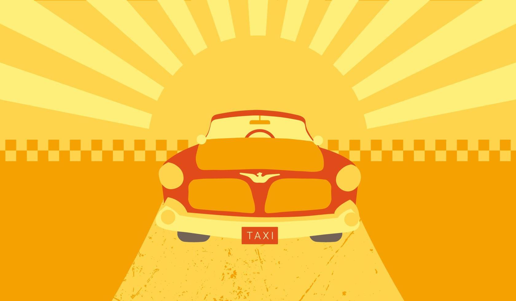 retro coche con rayos de sol antecedentes. vector ilustración en plano estilo. negocio tarjeta formato