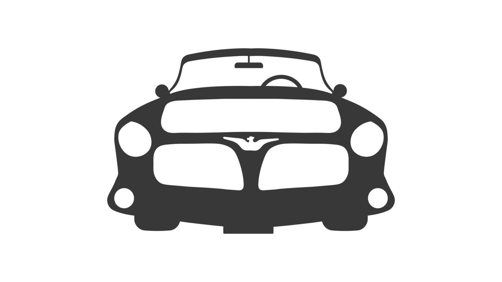 Car icon. Vector illustration of a car isolated on white background. Retro car silhouette, front view