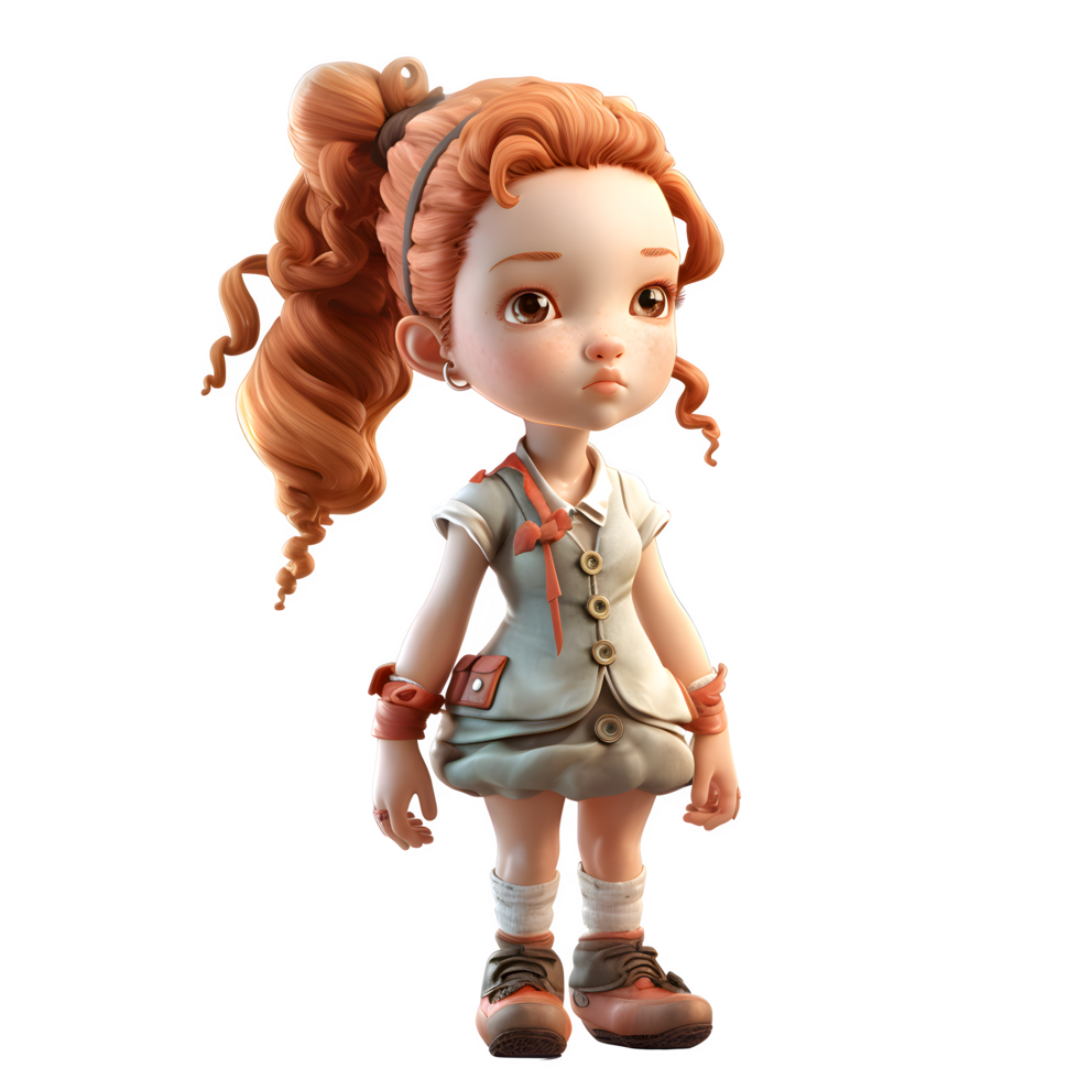 Joyful 3D Girl Character with a Big Smile PNG Transparent Background