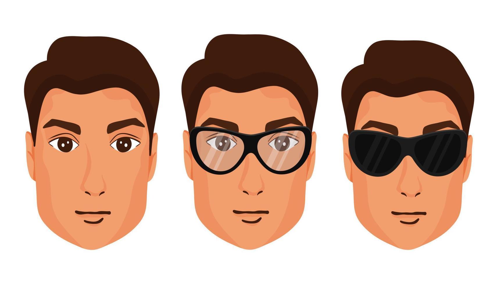 conjunto de de los hombres caras en lentes vector