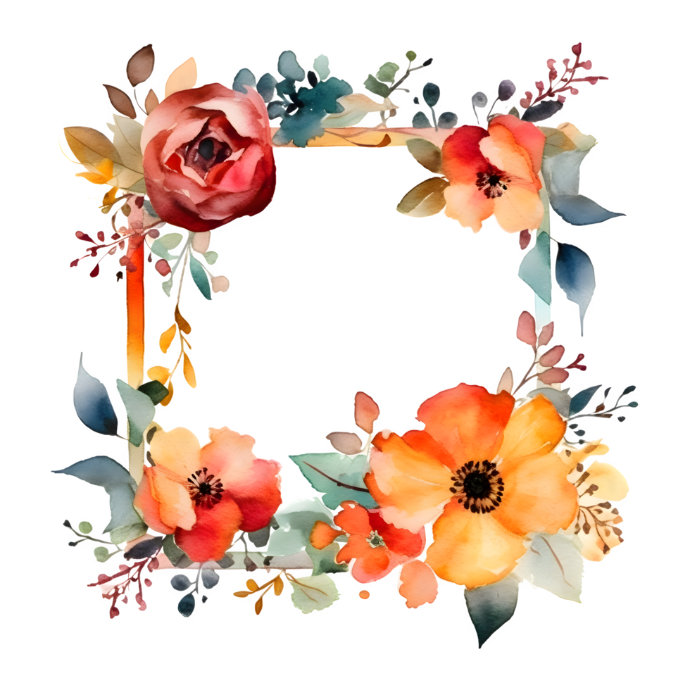 rustiek bloemen uitnodiging met aards tonen en natuurlijk texturen PNG transparant achtergrond