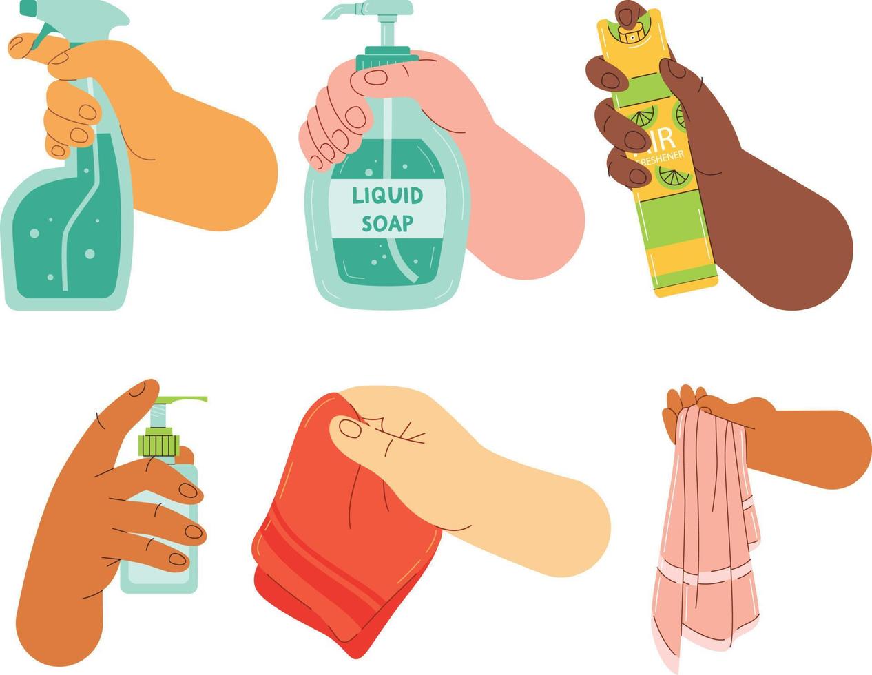 Hand sanitizer and hand washing. Vector illustration in cartoon style
