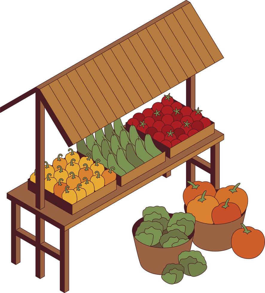 frutas y vegetales isométrica icono vector ilustración gráfico diseño