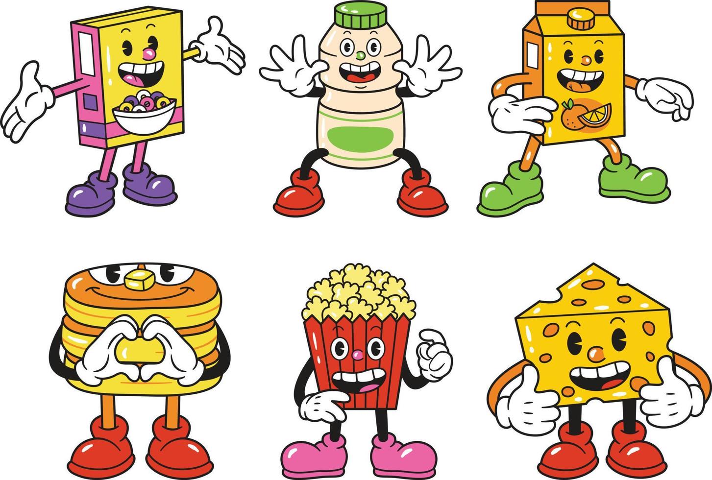 Cartoon cheese character set with different emotions and expressions. Vector illustration