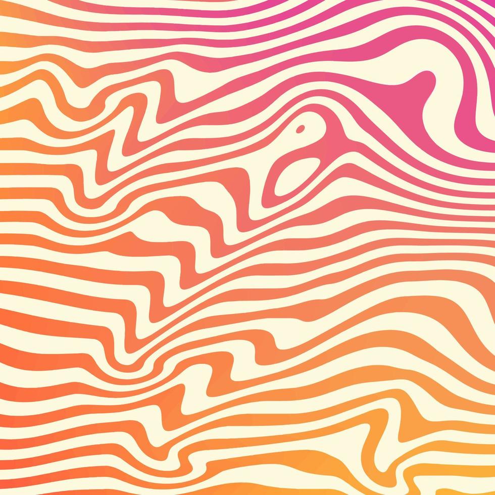 wavy trippy pattern in psychedelic colors. Abstract vector swirl background. 1970 Aesthetic textures with smooth waves