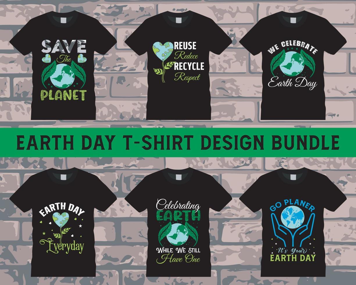 Happy earth day typography vector tshirt graphic, Earth day quote tshirt design bundle