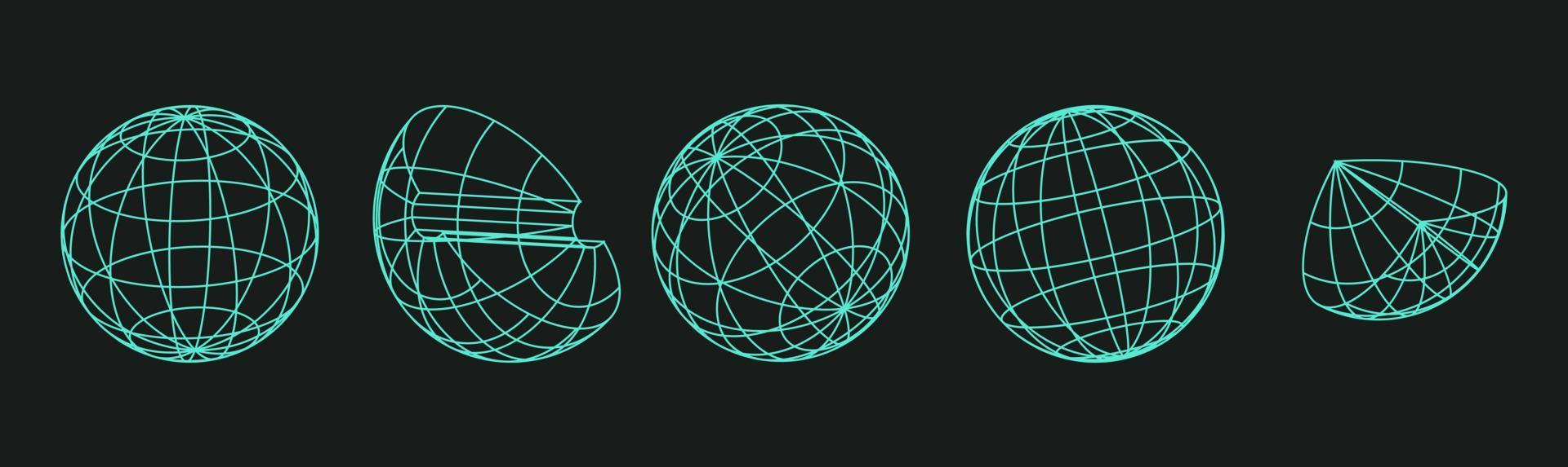 Abstract geometric shapes trending futuristic line design elements, infographic shapes. Modern trendy retro futurism digital vaporwave. Retrofuturistic Vector illustration for UI and UX