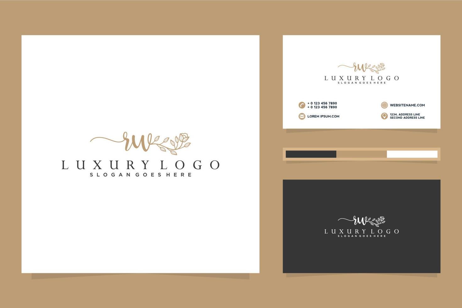 Initial RW Feminine logo collections and business card template Premium Vector