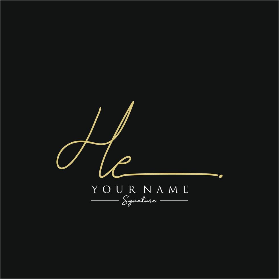 Letter HE Signature Logo Template Vector