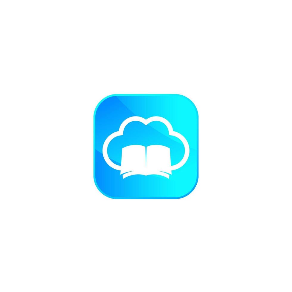 books in cloud, online library vector icon