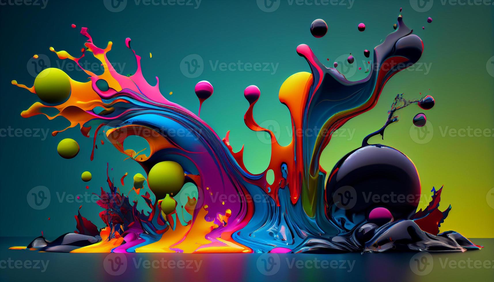 D Liquid Colorful Paint Background. Generate Ai. photo