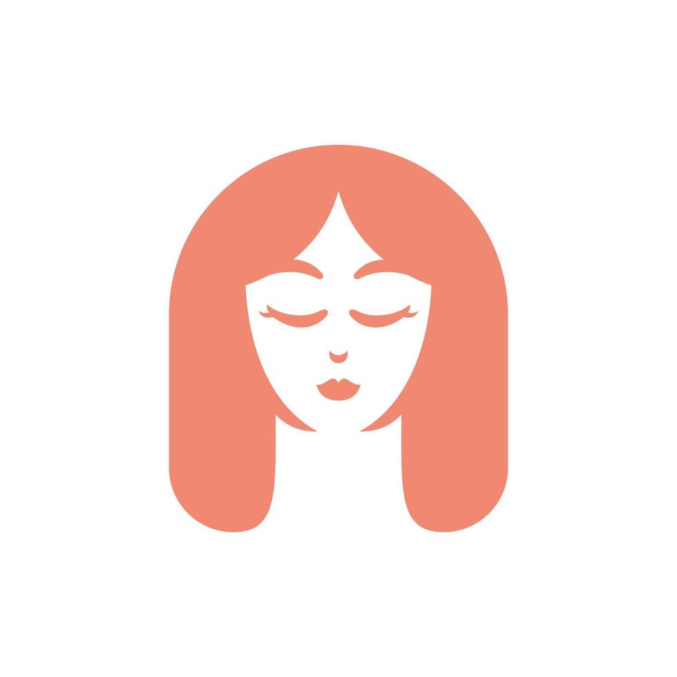 Girl face modern simple logo vector