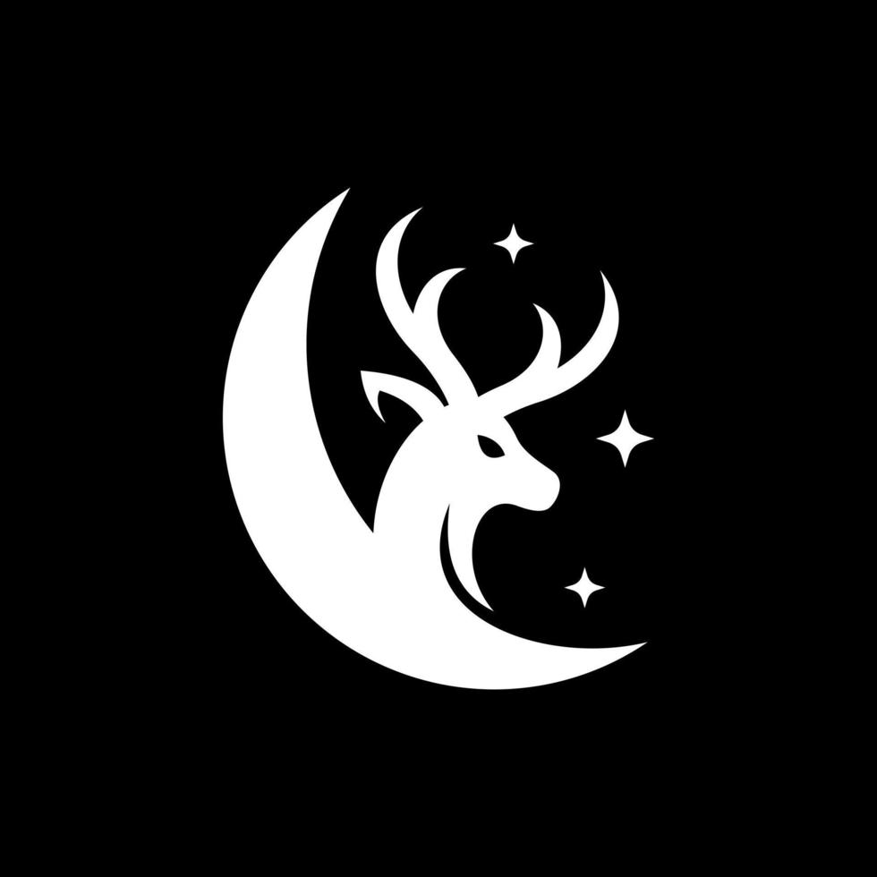 Crescent moon deer head creative logo vector