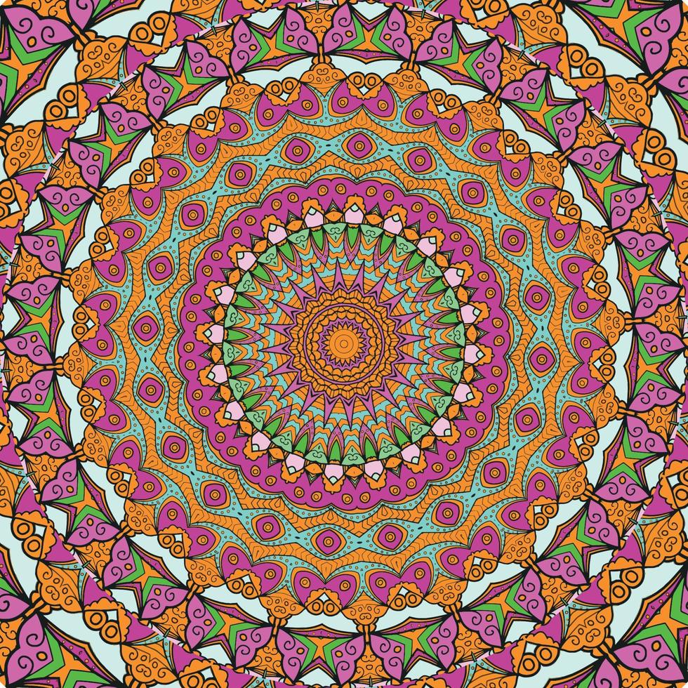 A colorful mandala with a pattern of hearts background vector