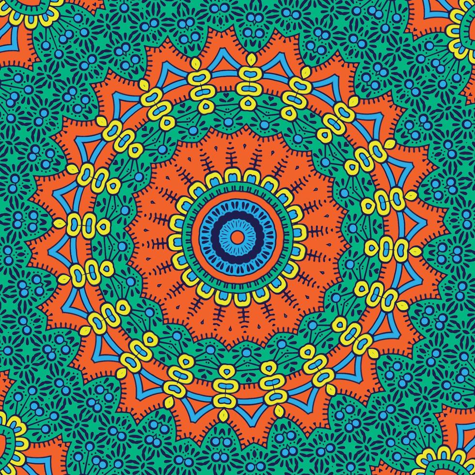 un vistoso mandala con un modelo de naranja y azul vector