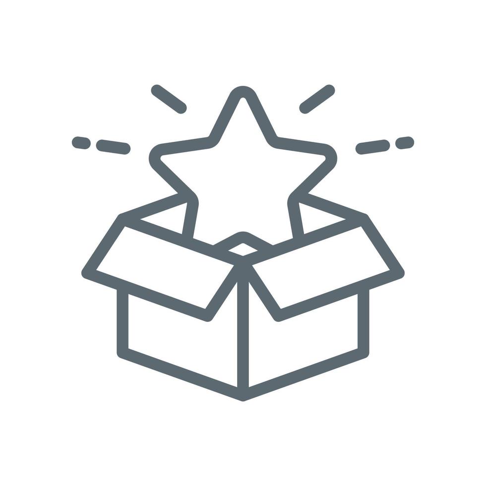 Present, loyalty, reward, gift box with star concept illustration line icon design editable vector eps10