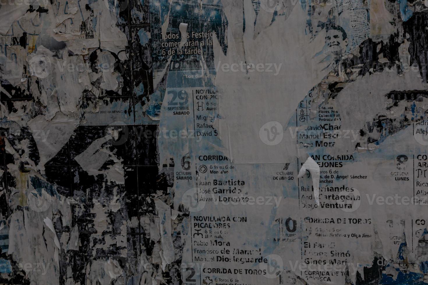 black and white background with pieces of old retro vintage paper announcements photo