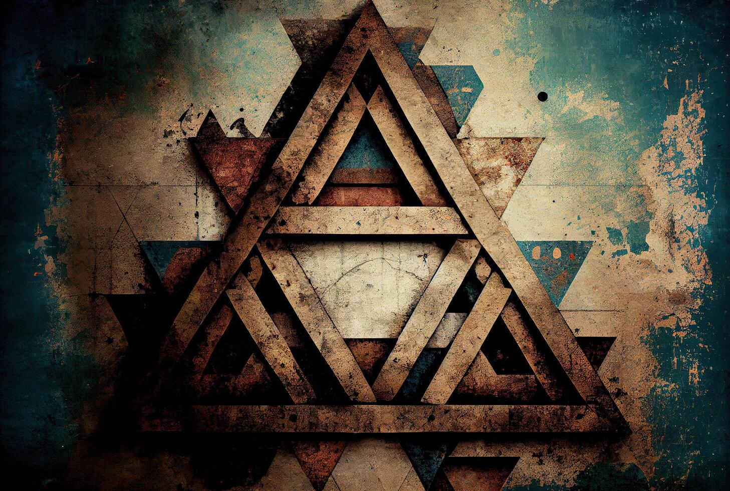 Grunge tech geometric triangles abstract background. photo