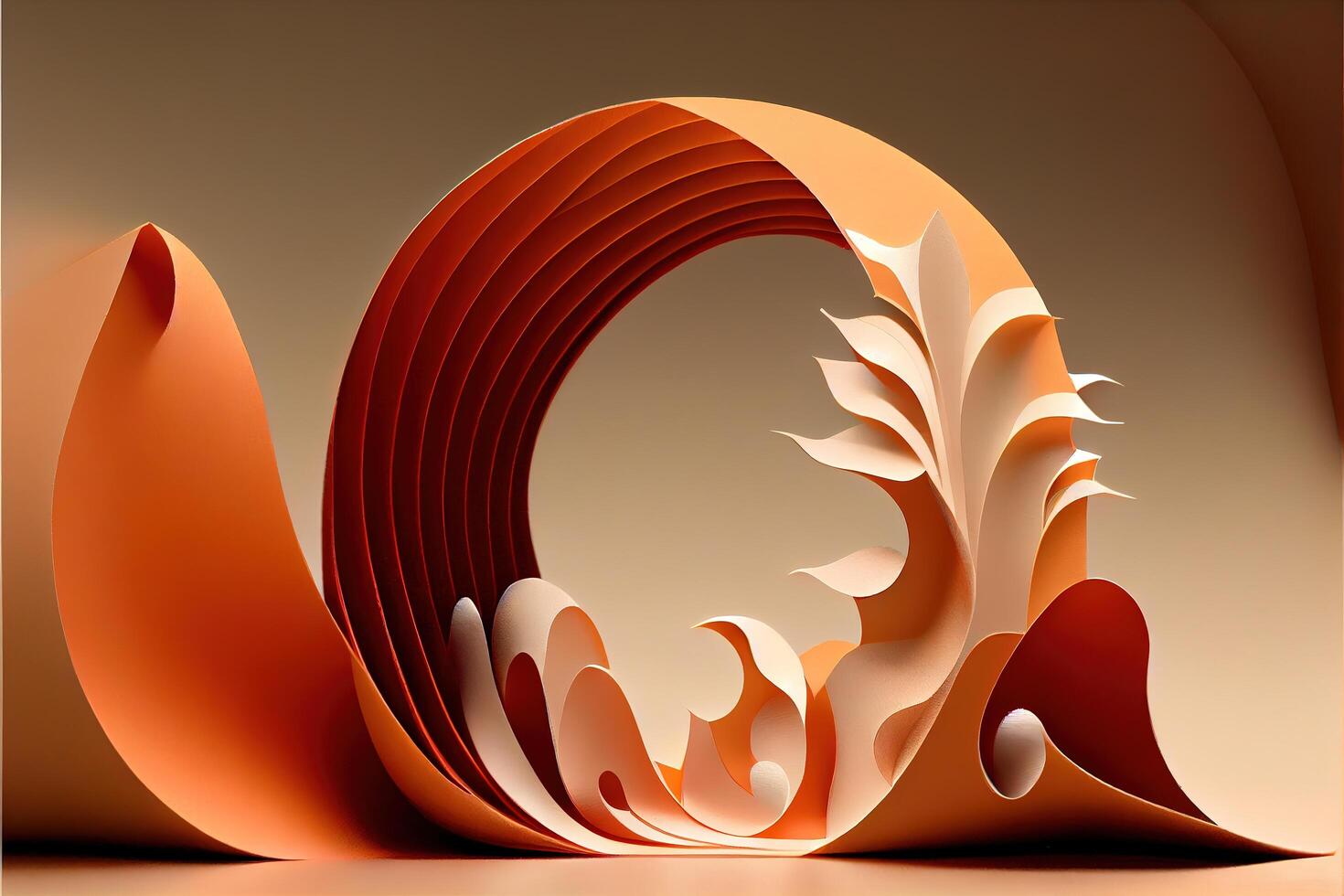 Orange paper 3d waves abstract background. photo