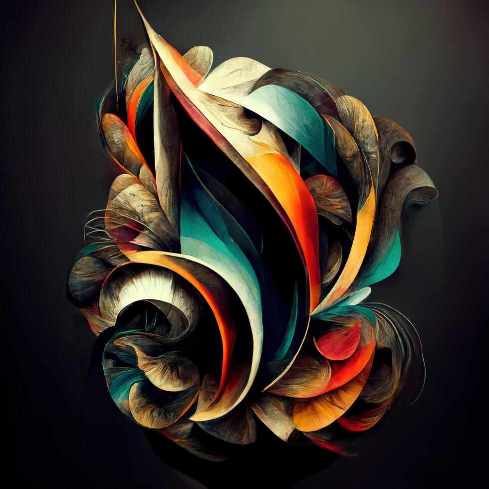 Abstract colorful grunge curved wavy shape. photo