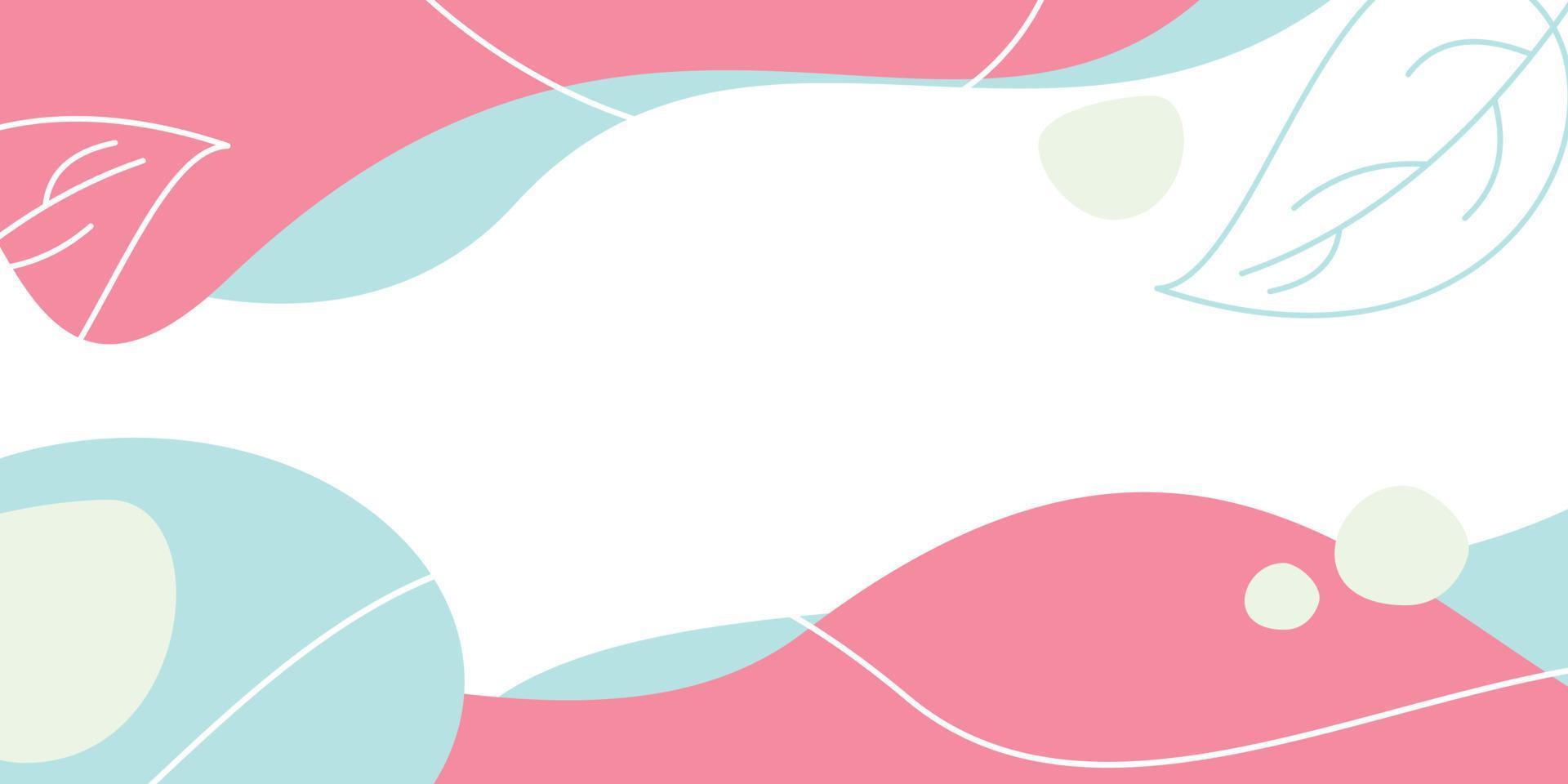 Spring background of abstract shapes, waves and leaves pattern with free space for text. Template for banners, posters, social media vector