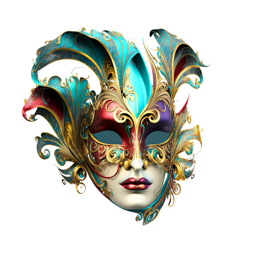 acuarela dorado carnaval máscara plumas concepto png