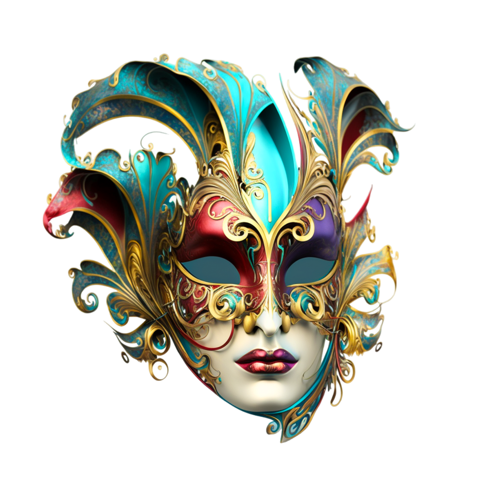 Watercolor Golden Carnival Mask Feathers Conceprt png