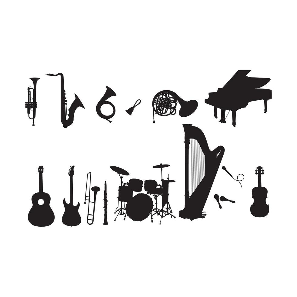 conjunto de musical instrumentos aislado en blanco antecedentes vector