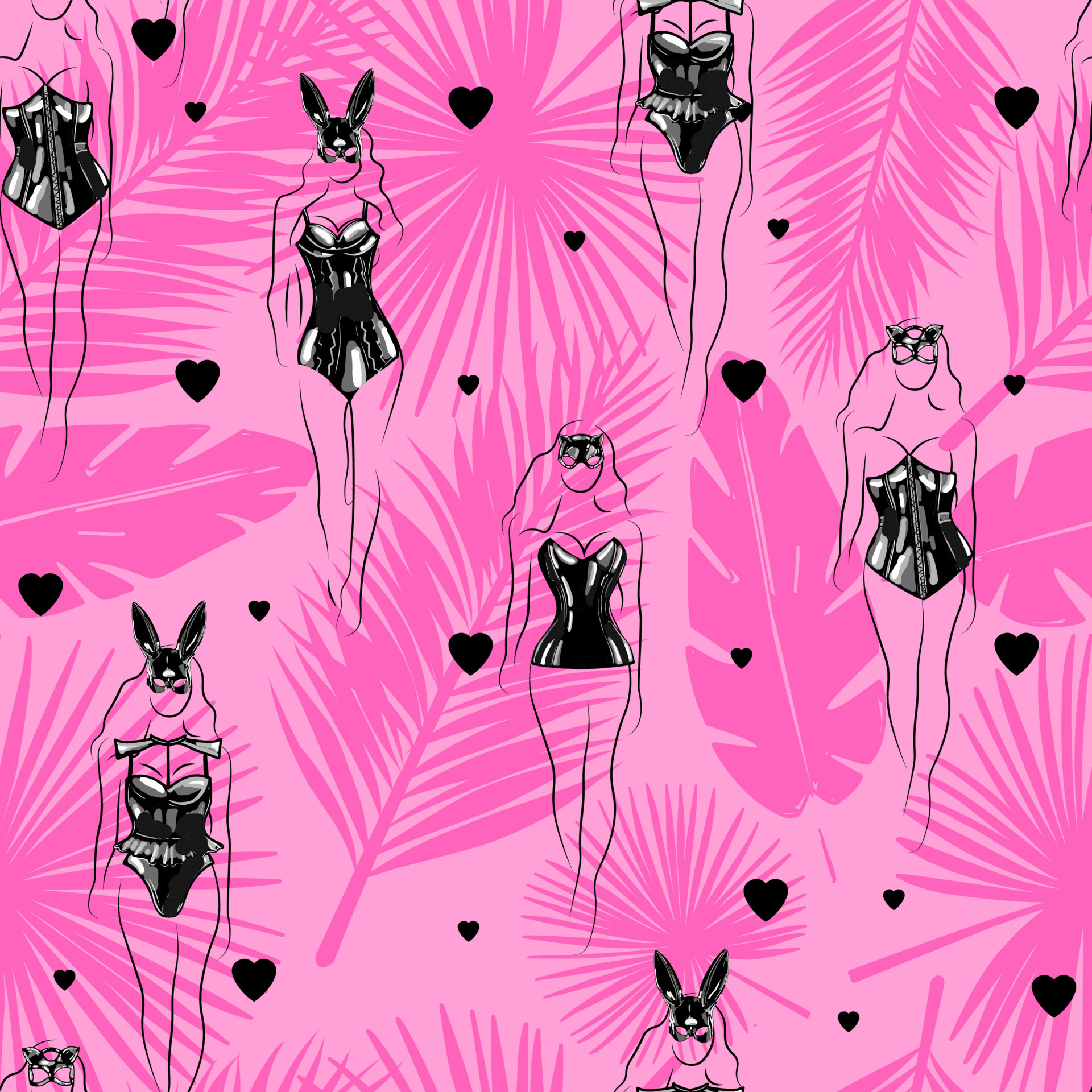 Seamless pattern sexy girl on a pink background picture