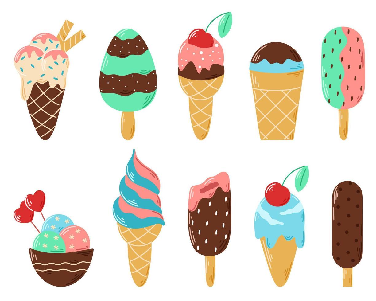 conjunto de helados ilustración vectorial vector