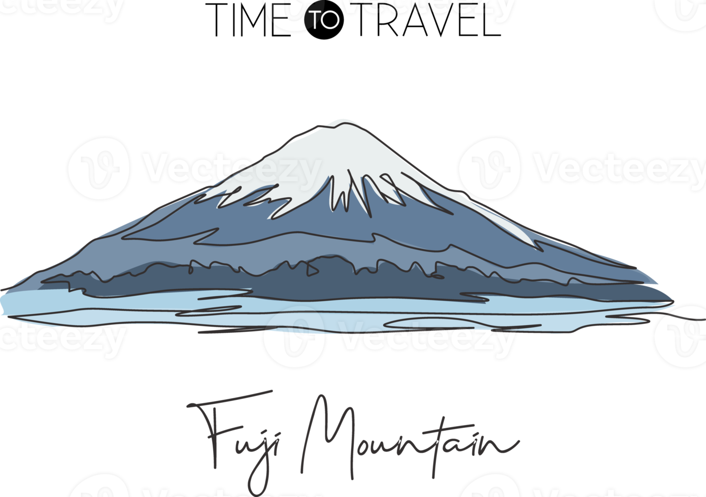 un dibujo de una sola línea hermoso mt. punto de referencia fuji san. lugar mundial en honshu japón. concepto de cartel de arte de decoración de pared de postal de viaje de turismo. ilustración de vector de diseño de dibujo de línea continua moderna png