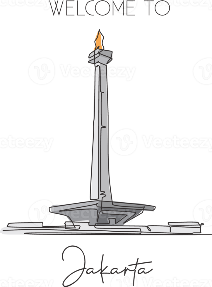 eine einzige Strichzeichnung Monas Wahrzeichen. weltbekannter berühmter ort in jakarta, indonesien. tourismus reisepostkarte wanddekor poster kunstkonzept. Vektor-Illustration png