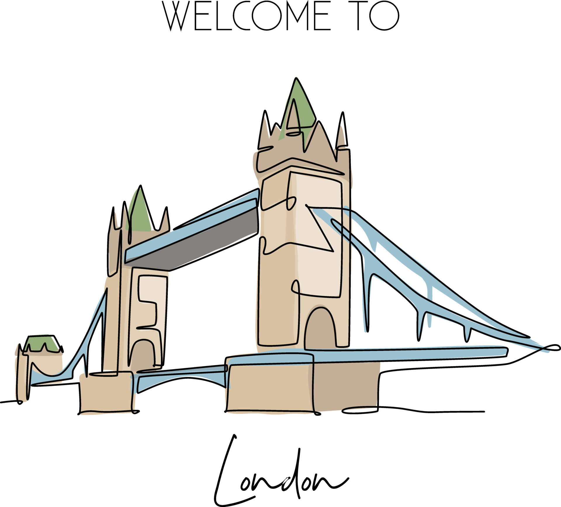 Single One Line Drawing Tower Bridge Landmark Historical Iconic Place single-one-line-drawing-tower-bridge-landmark-historical-iconic-place