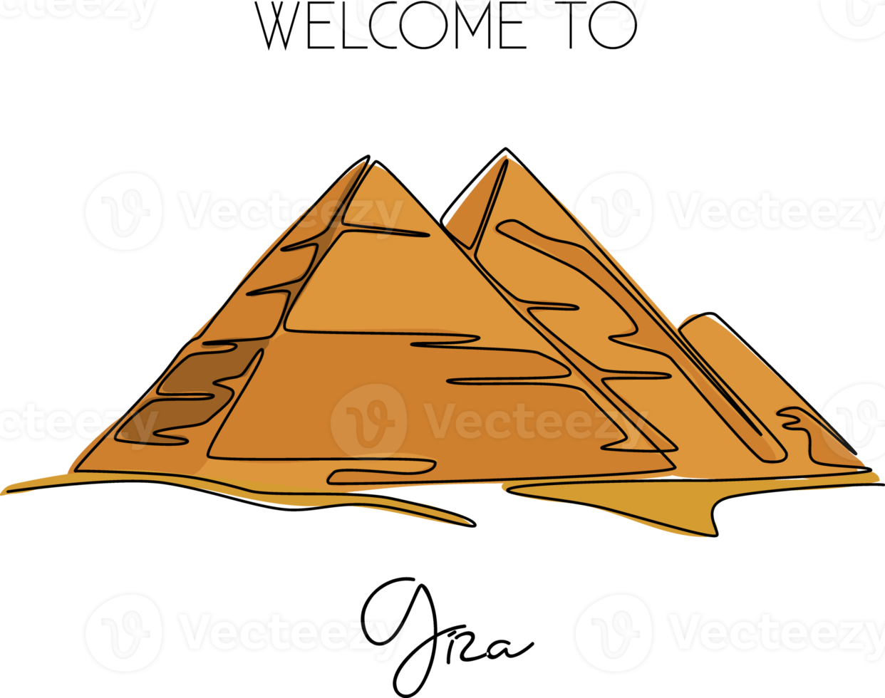 enda en rad ritning pyramid. skönhet historisk ikonisk plats i giza, egypten. turism och resor vykort och heminredning väggkonst affischtryck. modern kontinuerlig linje rita design vektorillustration png