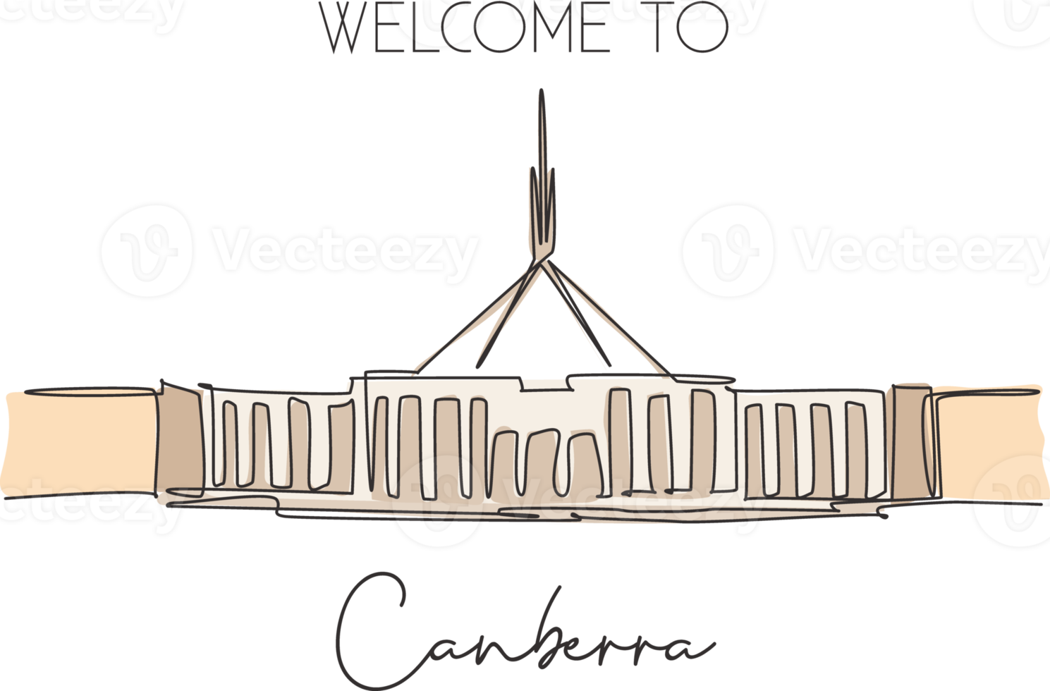 un punto di riferimento di canberra della casa del parlamento di disegno a linea continua. luogo di incontro del governo in australia. concetto di stampa di poster di arte della decorazione della parete di casa. illustrazione vettoriale moderna con disegno a linea singola png