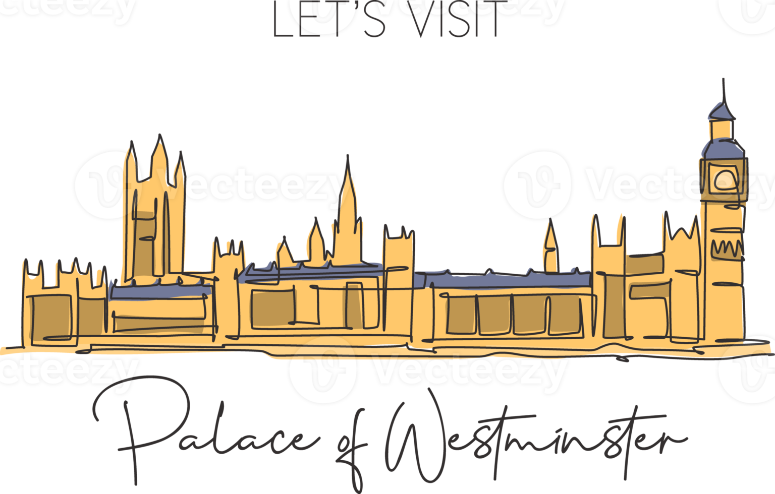 eine einzige Strichzeichnung House of Parliament London Wahrzeichen in England Vereinigtes Königreich. tourismus reise postkarte home wand dekor kunstplakat druckkonzept. ununterbrochene Linie zeichnen Design-Vektor-Illustration png