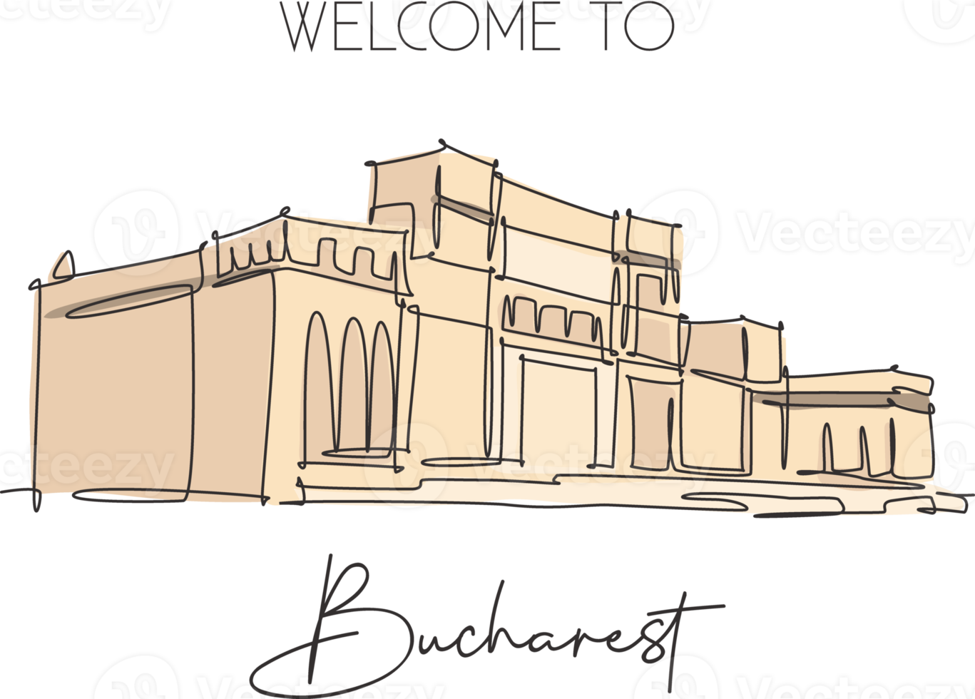 en enda linjeteckning av parlamentets palats Rumänien Bukarest landmärke. turism resor vykort hem vägg dekor affisch print konst koncept. trendiga kontinuerlig linje rita design vektorillustration png