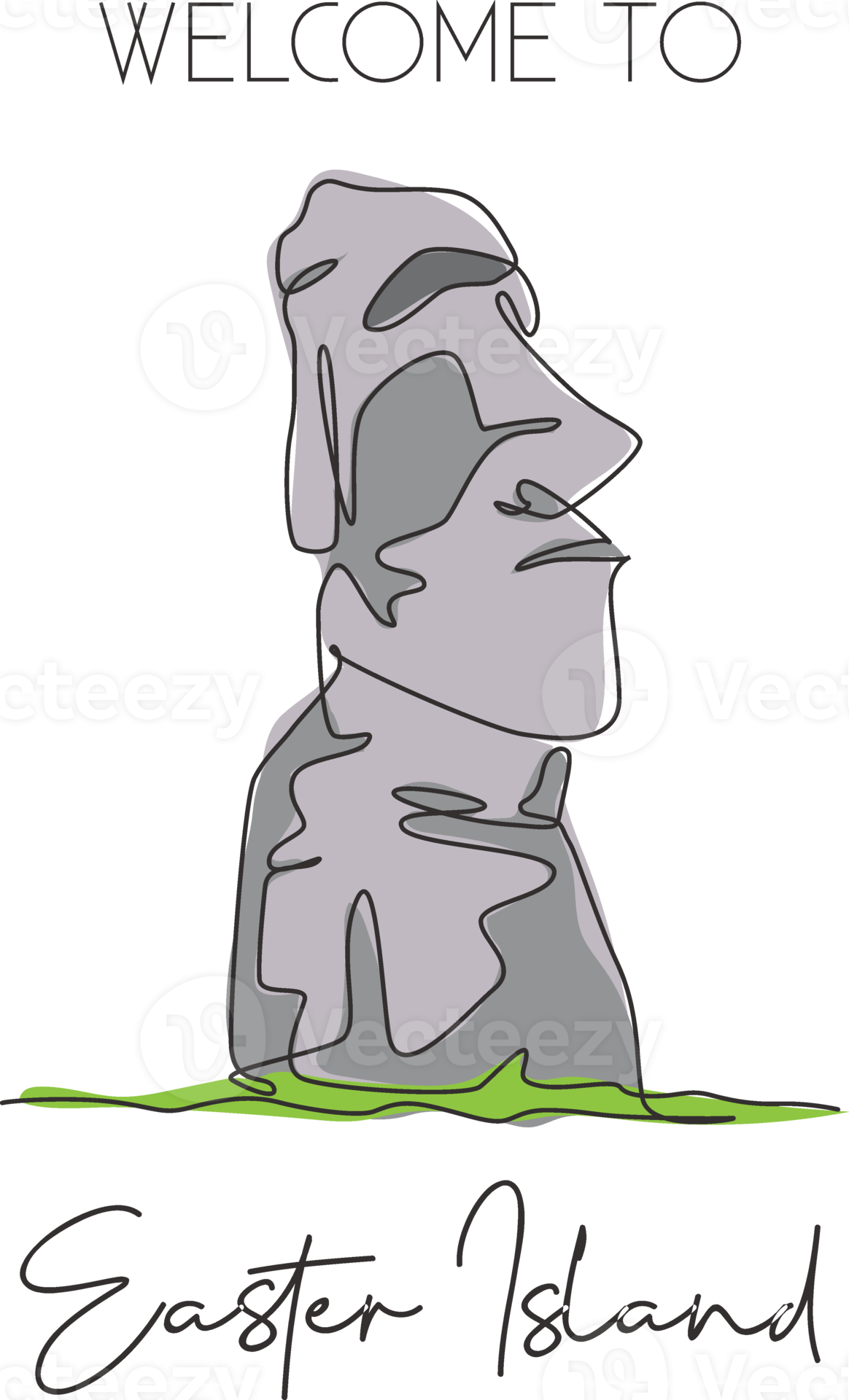 Free einzelne durchgehende strichzeichnung moai statue wahrzeichen