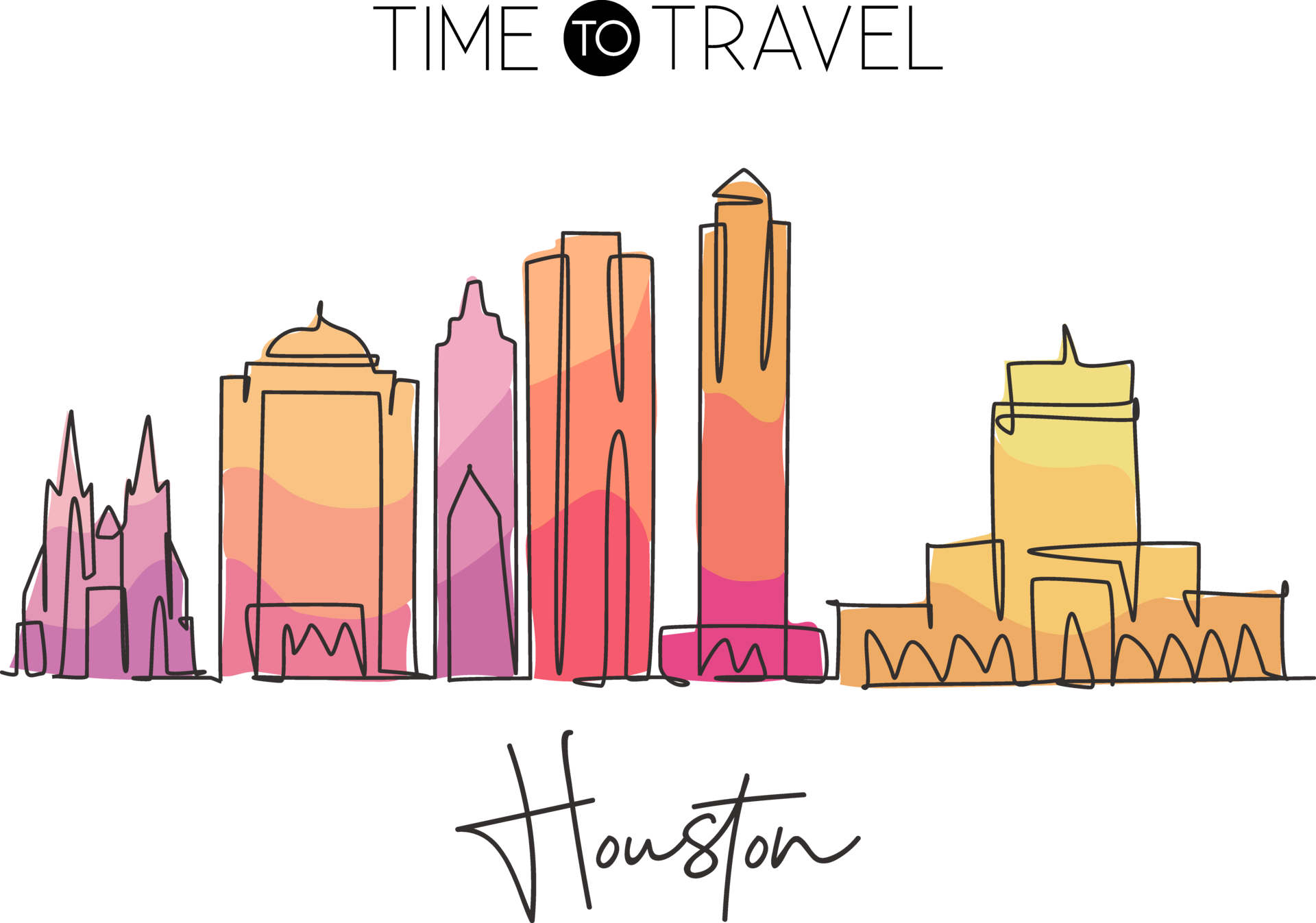 Dessin En Ligne Continue Unique De L horizon De La Ville De Houston dessin-en-ligne-continue-unique-de-l-horizon-de-la-ville-de-houston