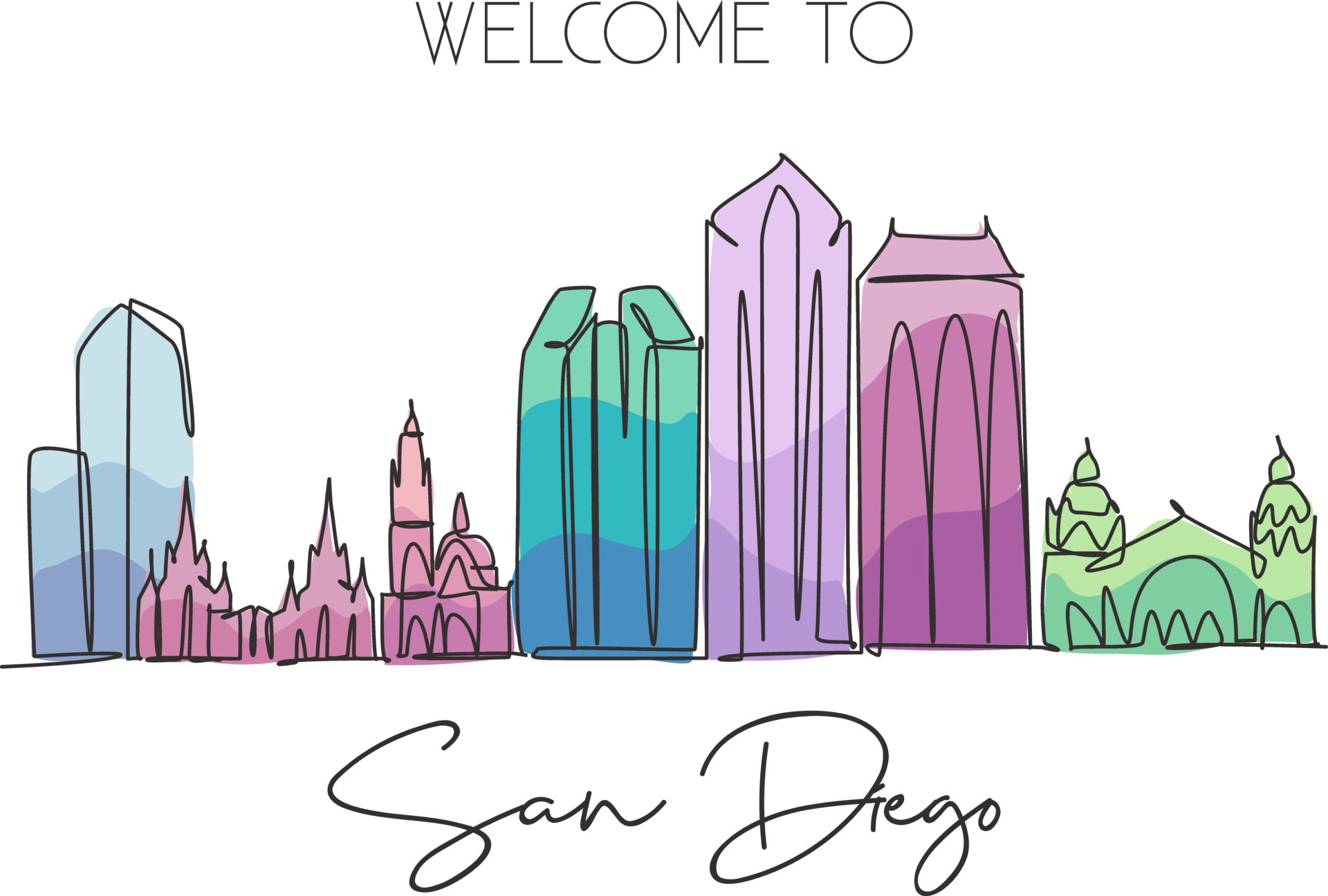single-continuous-line-drawing-of-san-diego-city-skyline-usa-famous