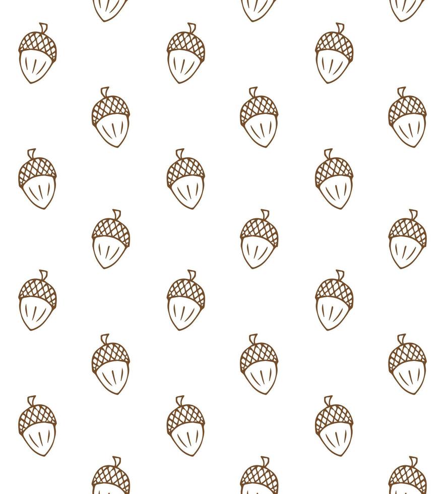 Vector seamless pattern of brown hand drawn acorns