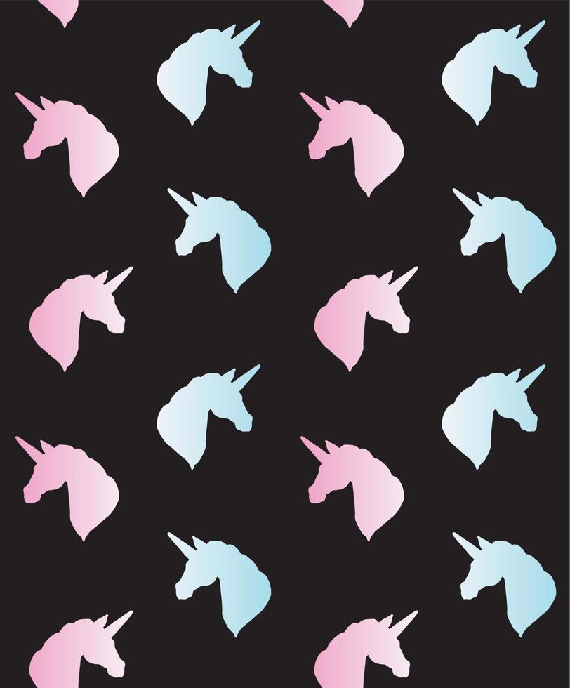 Vector seamless pattern of flat unicorn silhouette head