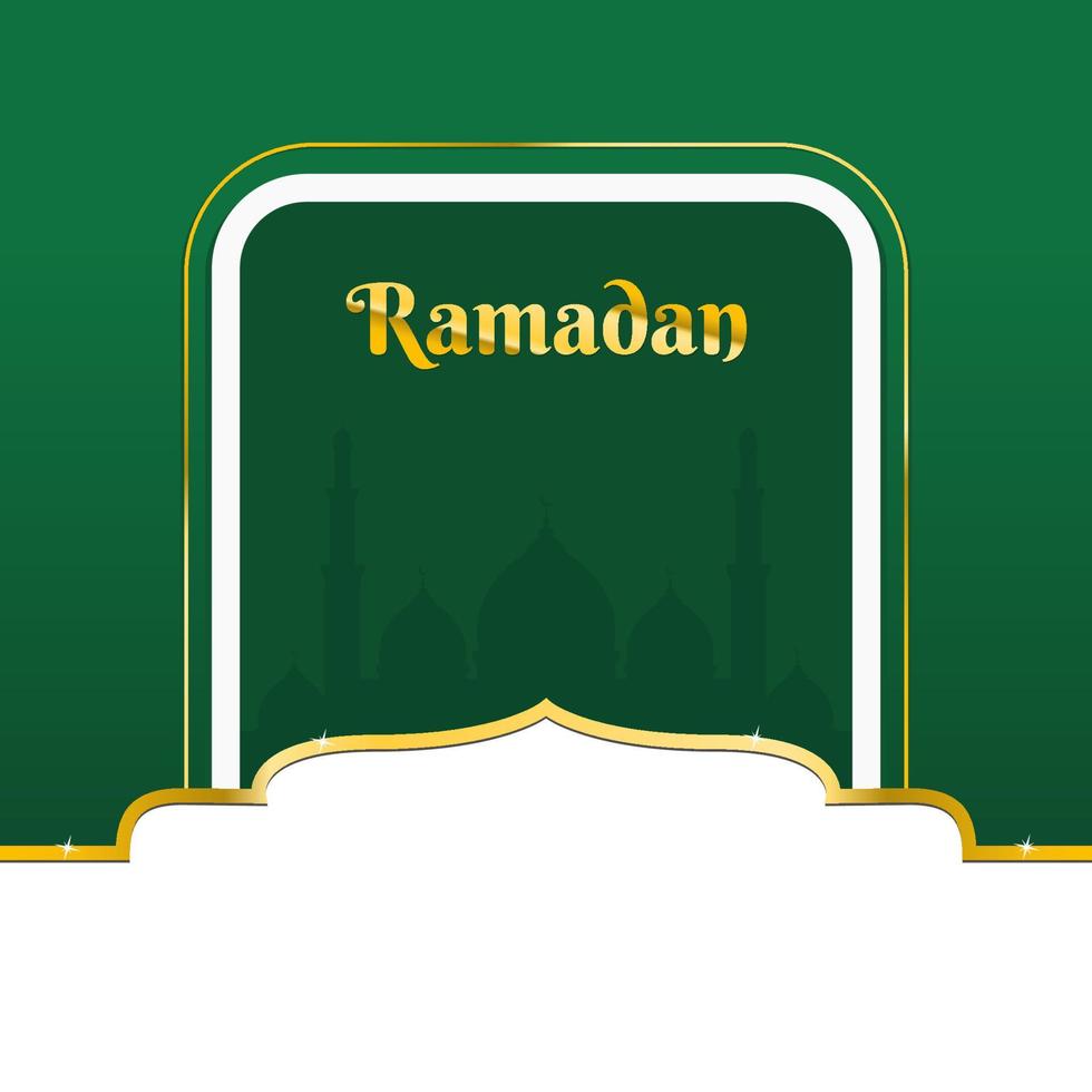 green Islamic greeting ramadan kareem card design with mosque vector
