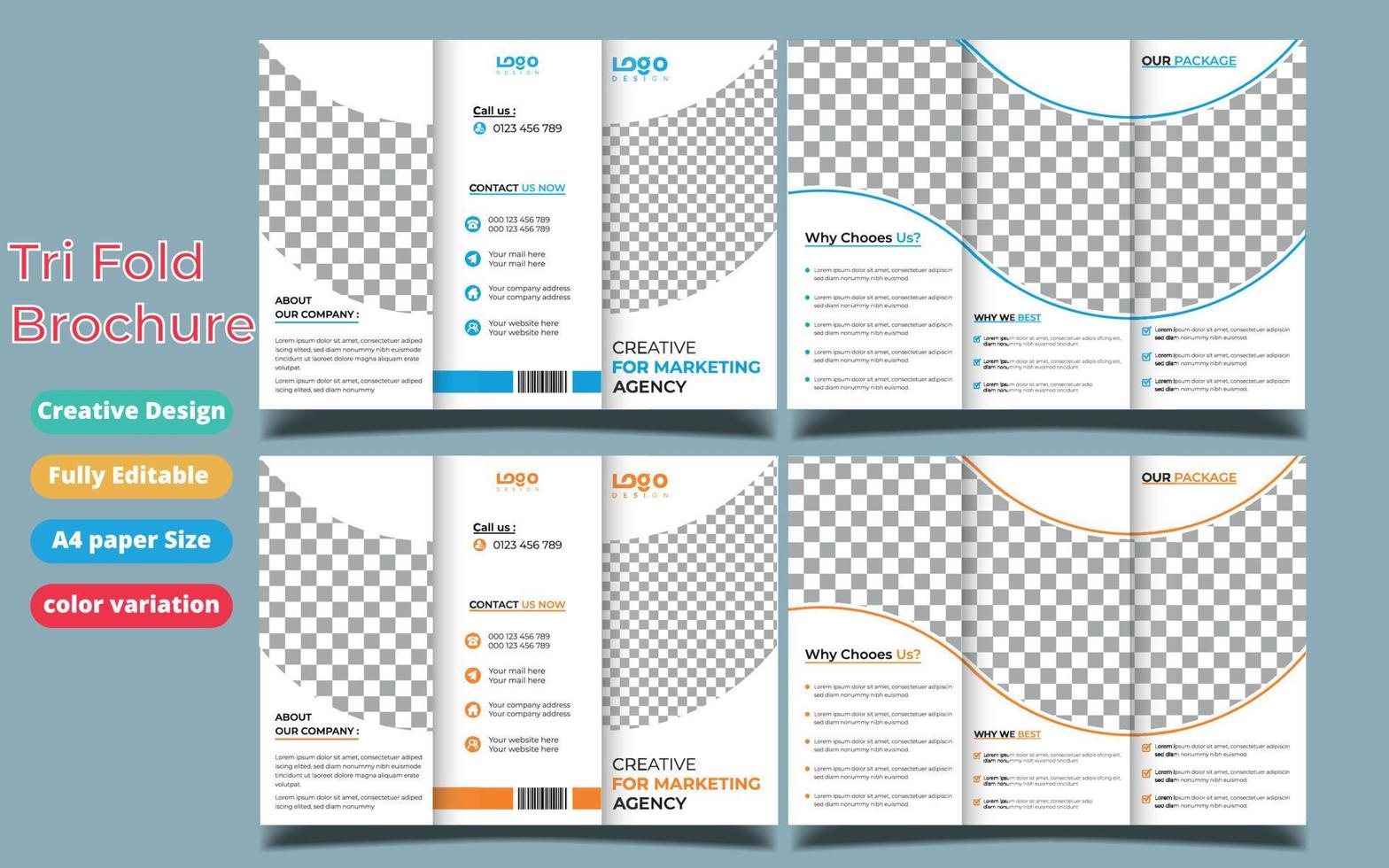 modern trifold business brochure template vector