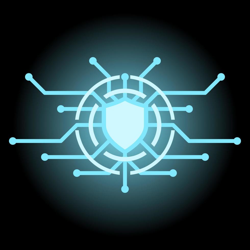 ciber seguridad vector ilustración. brillante azul proteger de circuito. seguridad sistema de Internet para gráfico recurso de tecnología, futurista, computadora, ciber y Ciencias
