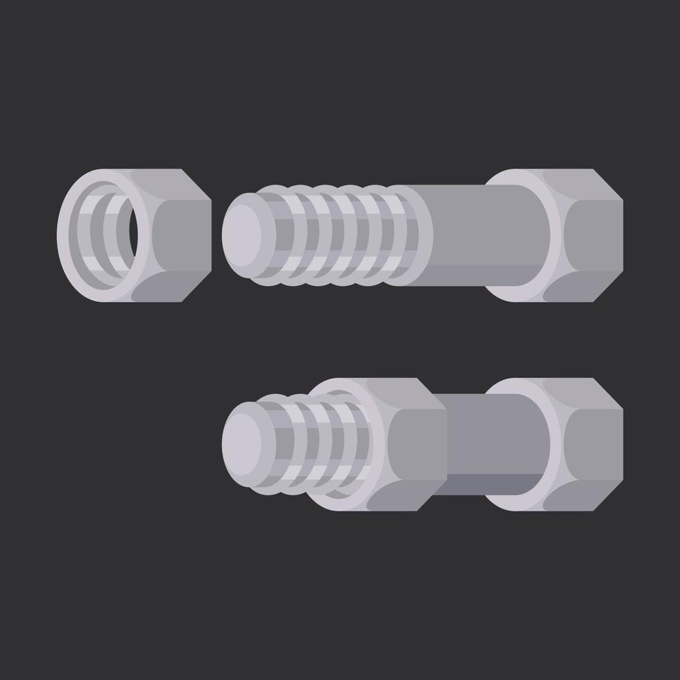 3D Vector Image Of Metal Bolts And Nuts